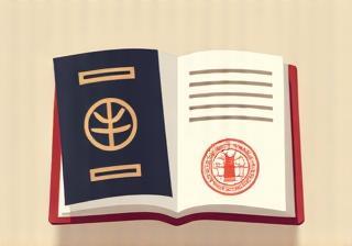 Illustration of a passport and a visa stamp.