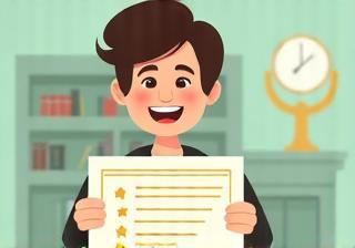 Illustration of a student holding a scholarship certificate.